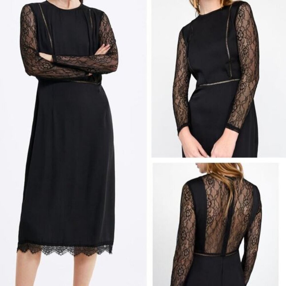 NWT ZARA Lace Victorian Contrast Mini Dress Size XS